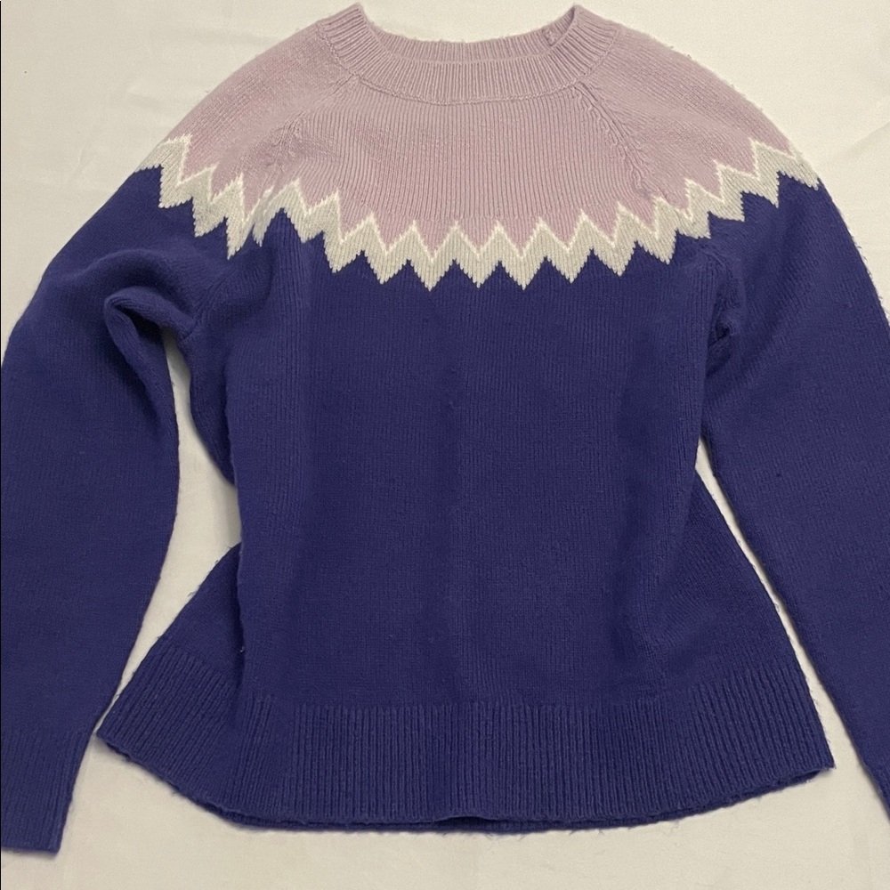 Ann Taylor Purple and Lavender Fair Isle Chevron Sweater Plush Alpine Cozy